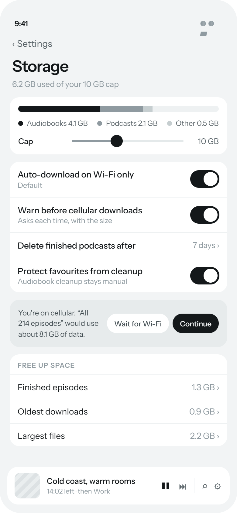 Storage and download settings